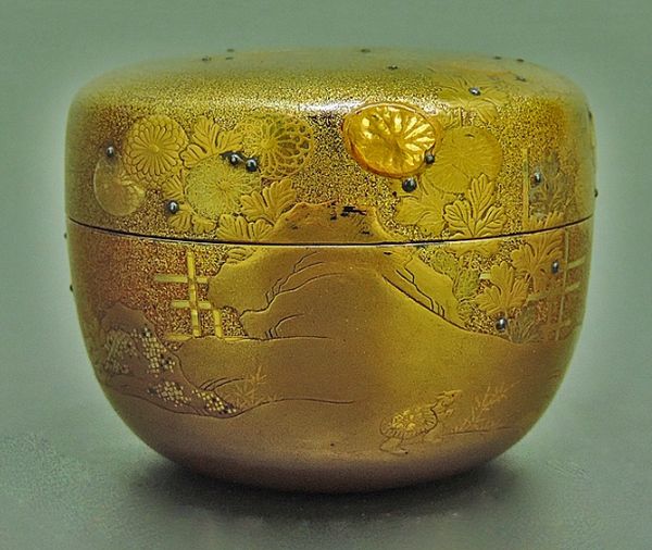 3japanese gold lacquer,makie Tea caddy09262206