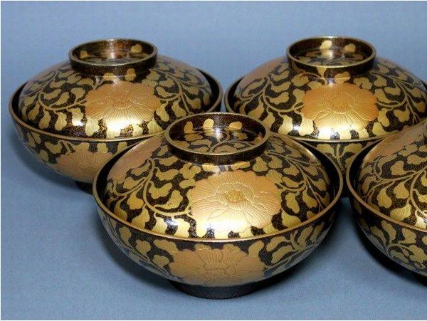 5japanese gold lacquer,makie Soup bowl09262227